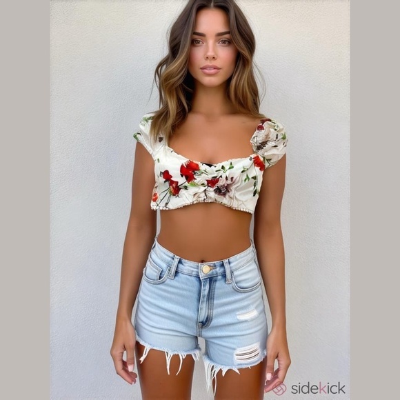 White floral crop  top - Picture 2 of 2